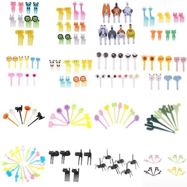 

forks 2-18pcs animal farm fruit fork mini cartoon children snack cake dessert pick toothpick salad kids tableware