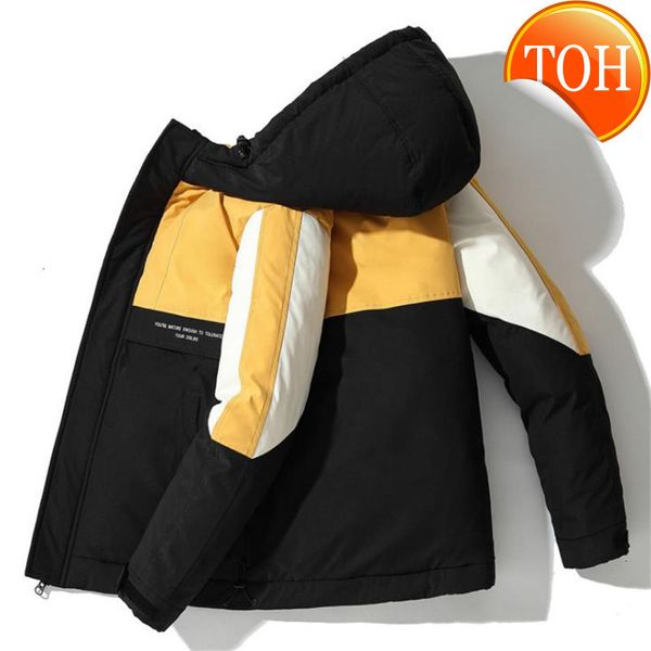 

warm down jacket thick 2021men's coat overcoat winter parka white duck, Black