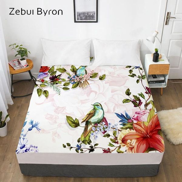 

digital print custom bed sheet with elastic,fitted twin/full/queen/king,3d oil bird mattress cover 180/150/160x200 sheets & sets