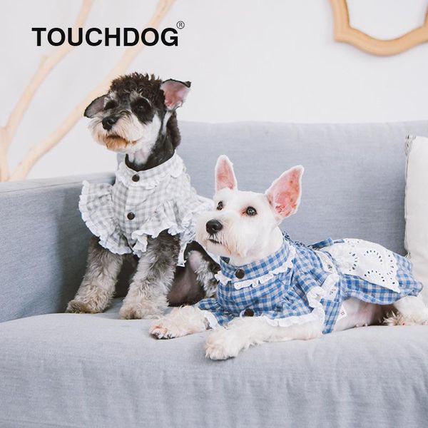 

dog apparel summer clothes cute dress pet breathable retro lace maid plaid cotton puppy chihuahua princess skirt