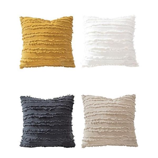 

pillow case cushion cover floral tassels square cotton home decoration sofa 45x45cm