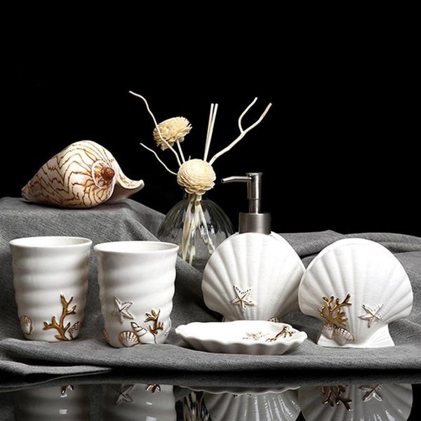 

bath accessory set 5-piece ceramic bathroom toothbrush cup holder soap dispenser dish el decoration accessories