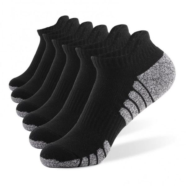 

sports socks 6 pairs running ankle breathable low cut cushioned athletic sport non-slip, sweat-absorbent and, Black