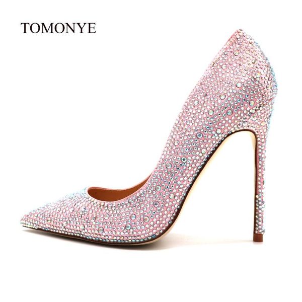 

dress shoes designer light pink colorful crystal pointed toe women lady wedding party 120mm high heel pump bride footware, Black
