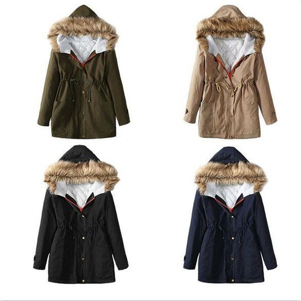 

autumn and winter of 2021 fashion european american thickened cotton clothes slim versatile women's wear wool collar down & parkas, Black