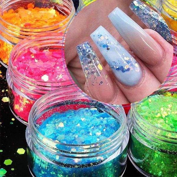 

nail glitter 1boxes candy laser sequins art accessories for manicure 3d mixed flakes nails decorations foil, Silver;gold