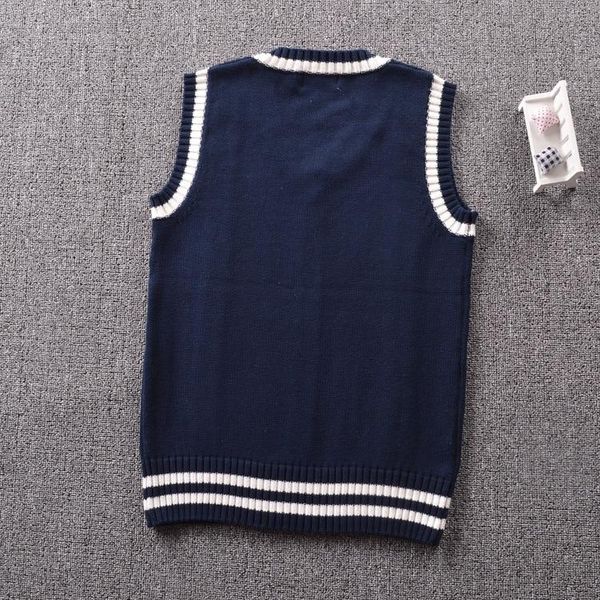 

men's vests british korean school sleeveless sweater vest uniform, Black;white