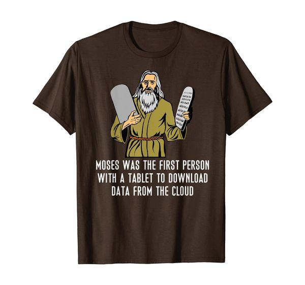 

moses first person with tablet download from cloud t-shirt, White;black