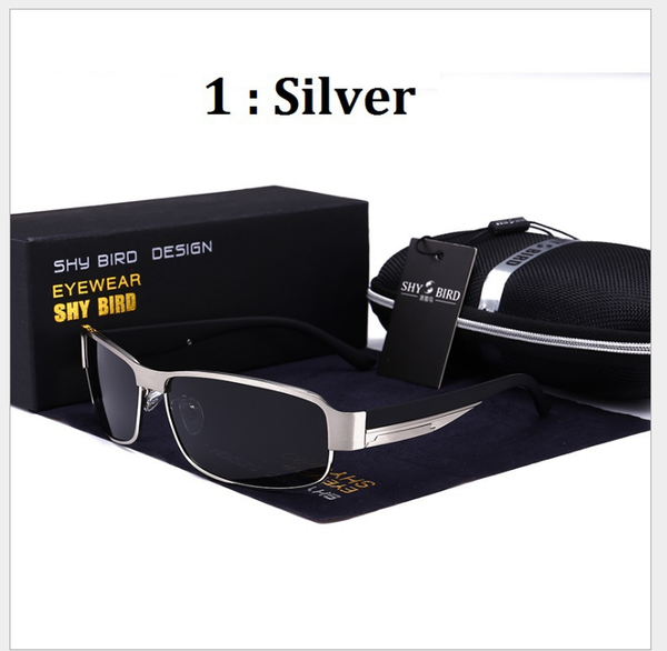 

fashion brand designer sunglasses men aluminum magnesium polarized vintage square uv400 glasses for driving fishing with box, White;black