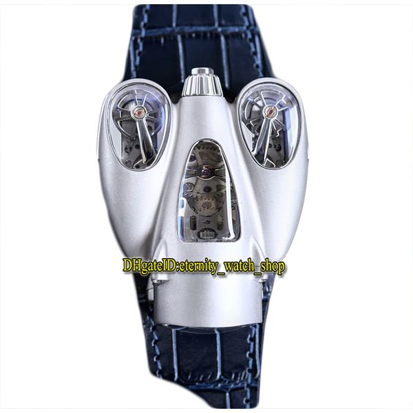 

mb&f mens watch hm9 flow titanium steel horological machine swiss quartz adopts aerodynamic principles skeleton dial blue leather eternity s, Slivery;brown