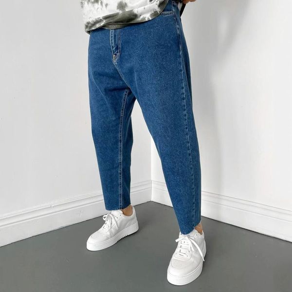

men's jeans men fashion autumn straight pants cowboy mans streetwear korean hip hop male trousers clothing, Blue