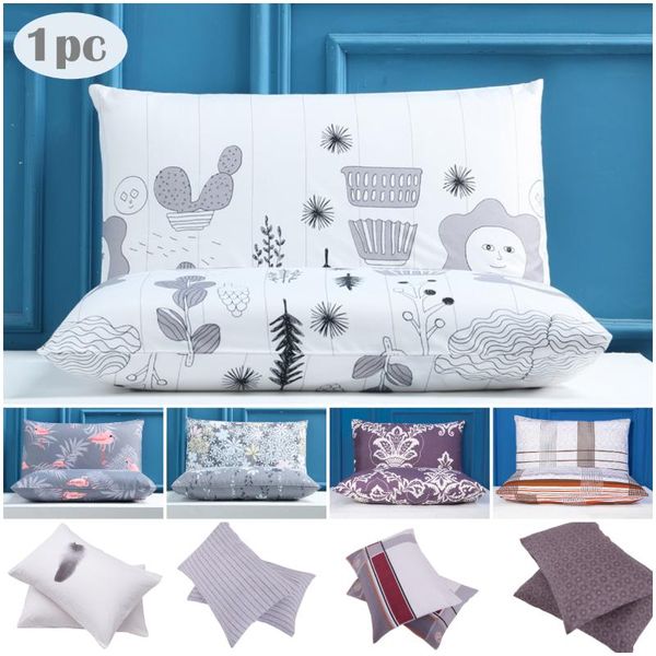 

pillow case 1pc microfiber waterproof pillowcase geometric floral print bedding sets 50x70cm polyester cotton for healthy sleep