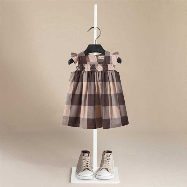 Bambino Gril Vestiti 2021 Estate Senza Maniche Plaid Paillettes Nuovi Bambini Vestito Dolce Del Partito Della Principessa Del Vestito Bambini Vestito Q0716