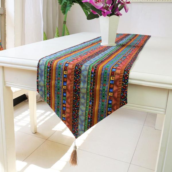 

table cloth american style runner with tassel boho striped bronzing tea flag tv cabinet cover bohemian home decor