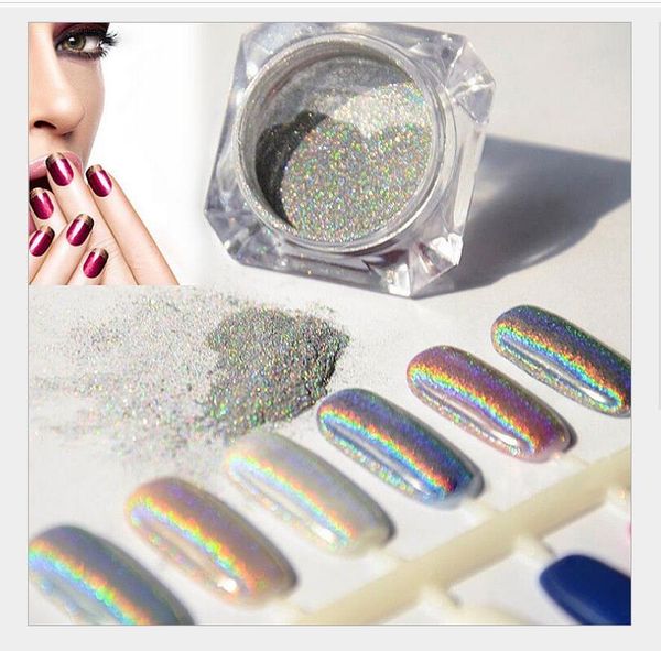

nail glitter 100set/lot rainbow sequins laser powder color mermaid magic mirror electroplated silver flash fine ha2280, Silver;gold