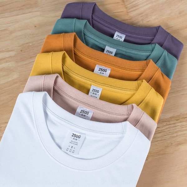 

p1cr men's 250g men's t-shirts) cotton tide brand side seam short sleeve loose thickened cotton t-shirt solid color print, White;black