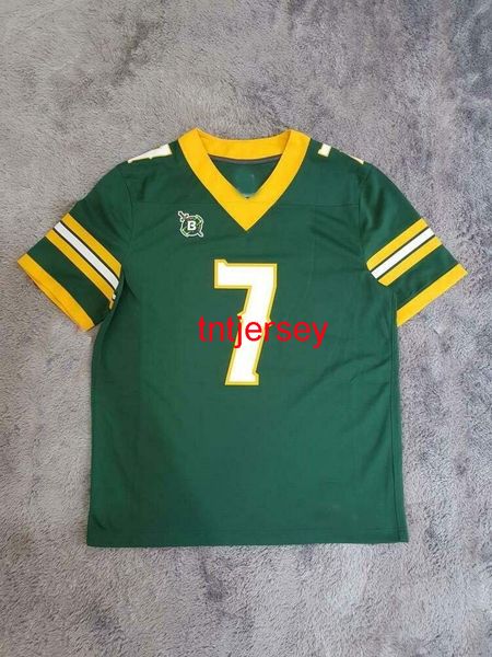 

cusm men's belhaven football jersey #7 green men women youth stitch add any name number xs-5xl, Black