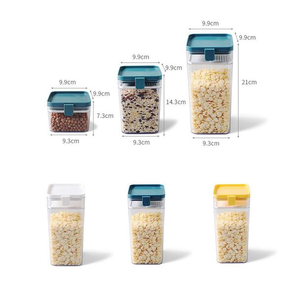

storage bottles & jars 1pcs plastic food container sealing canister with lid cereal containers flour tank for kitchen 500/1000/1600ml jy
