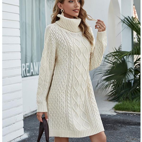 

women's sweaters woman turtleneck pullovers long dress 2021 autumn winter pull femme women jersey mujer drop, White;black