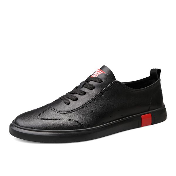 

Fashion Sneakers Lace-Up Breathable Soft Autumn Casual Flats Shoes Simple Black Style Brand Genuine Leather Men Shoes %