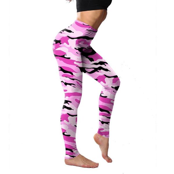 

women's leggings 2021 camouflage print fitness push up sport legins polyester elastic slim pants plus size female jeggings, Black