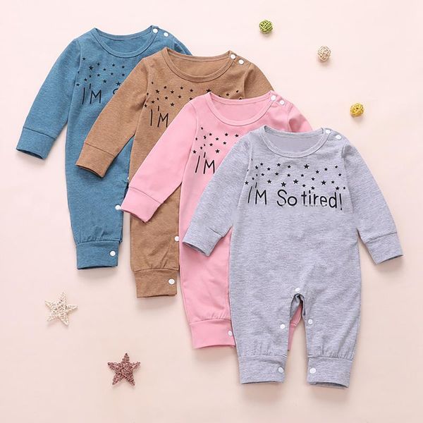 

rompers born infant baby boy girl letter romper jumpsuit playsuit outfits clothes long sleeve kids, Blue
