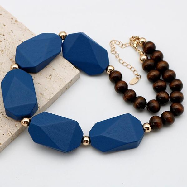 

chains statement wood necklace geometric big beads chunky styles for women pendant temperament items clothing accessories choker 202179, Silver