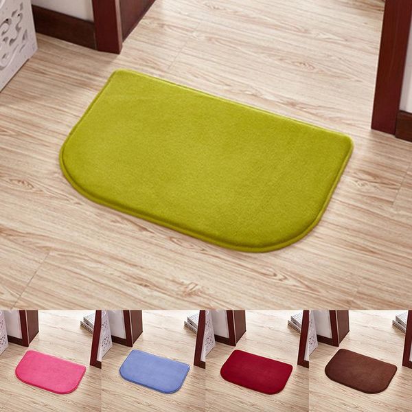 

bath mats 40x60cm solid color coral fleece floor pads non-slip absorbent bathroom carpet home bedroom bed side rugs decorations