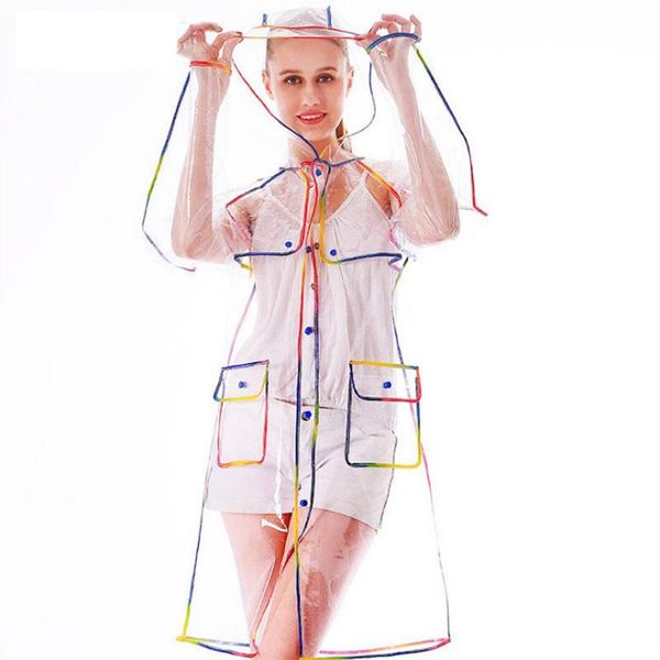 

raincoats fashion transparent raincoat women's thicken plastic travel waterproof rainwear poncho outdoor rain coat