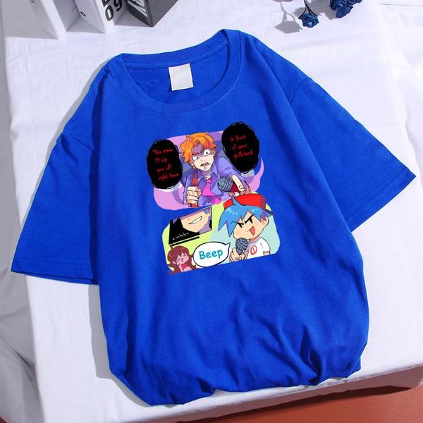 

men's t-shirts singing rapping game printed t shirts friends friday night funkin casual cotton shirt men vintage streetwear, White;black