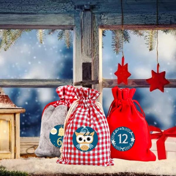 

christmas decorations advent calendar 24 days reusable candy gift drawstring bags sacks diy xmas countdown for wall home office