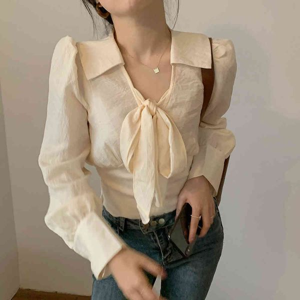 

blouses autumn winter women blouses long sleeve bow tie slim elegant korean style ladies femme casual blusas mujer dr5g zyf1, White