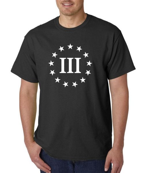 

men's t-shirts three percenter t-shirt pro gun rights 2nd amendment usa stars logot shirt discount 100 % cotton for shirts homme novelt, White;black