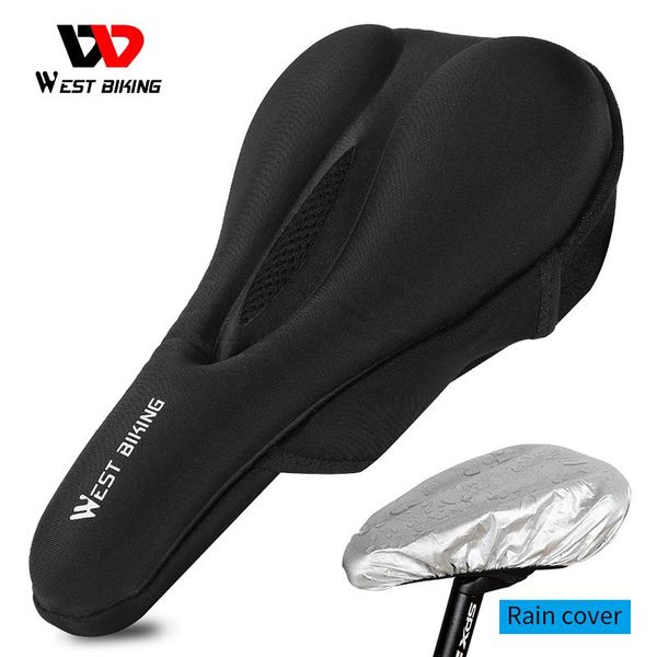 

bike saddles west biking silicone gel saddle cover comfort soft mtb road seat anti-slip shockproof cycling cushion with rain