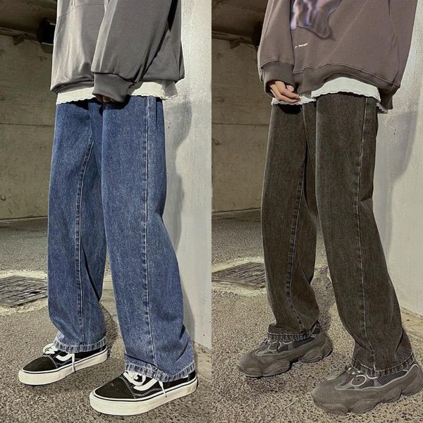 

men's pants men streetwear blue jeans 2022 women black korean fashions harem male denim oversize