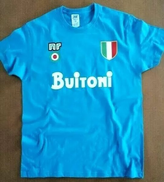 

t-shirt naples years 80 pennant maradona 10 buitoni football 87 blue cotton, White;black