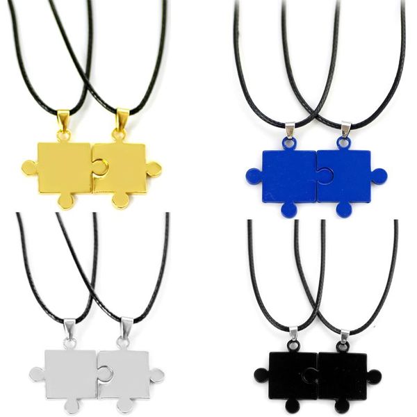 

pendant necklaces autism hope jewelry 4 color puzzle piece with wheat rope chain necklace awareness, Silver