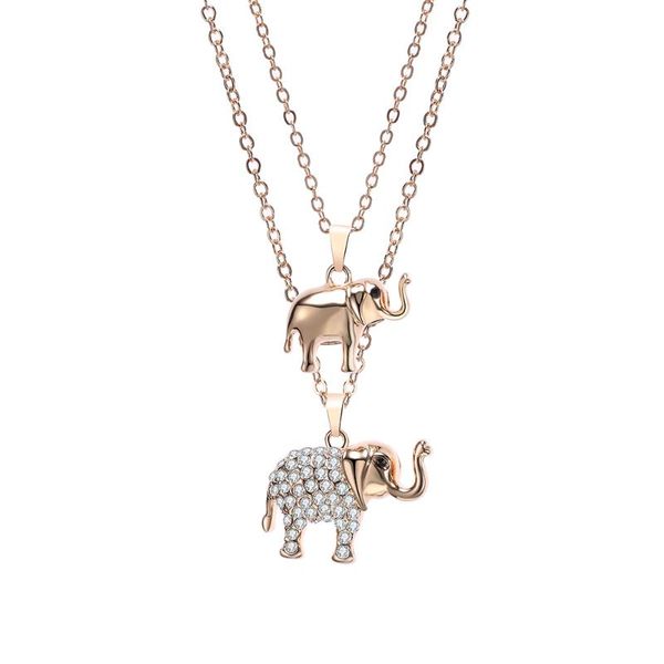 

rhinestone elephant pendants necklace for women accessories trendy layered gold silvery chain necklaces fashion jewelry 2021 pendant, Silver