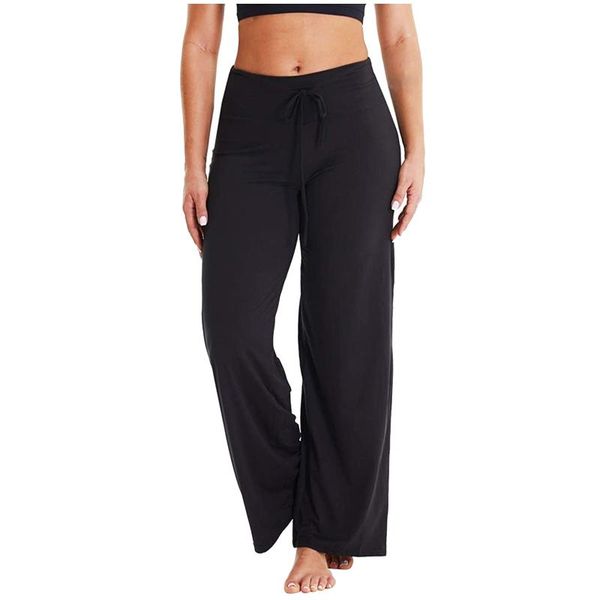 

yoga outfit women's comfy stretchy pajama drawstring pants wide-leg sports dancing dance training loose trousers leggins mujer e4