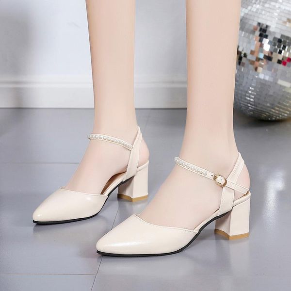 

dress shoes vintage mary janes women square toe leather heels pumps med chunky 5 cm ankle buckle zapatillas mujer, Black