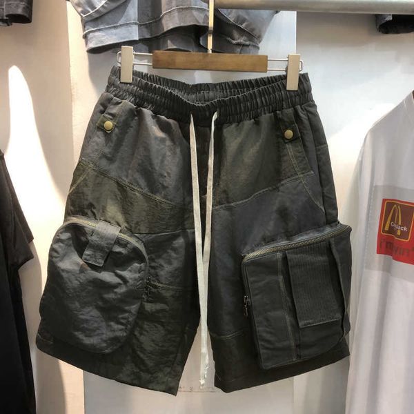

men's shorts american work casual shorts men's new summer trend multi pocket loose harlan pants solid color capris, White;black