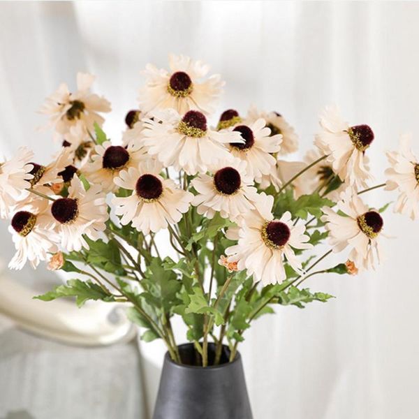 

decorative flowers & wreaths 4-prong artificial flower multi-purpose bright silk decoration sunflower gift display stand home