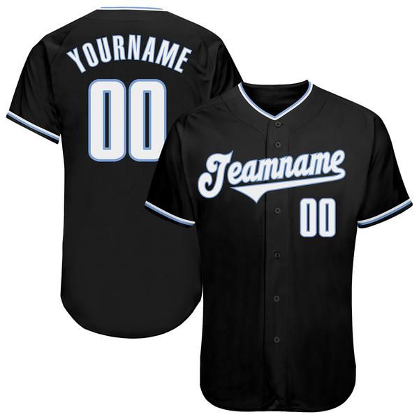 

custom black white-light blue authentic baseball jersey, Blue;black