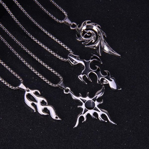 

pendant necklaces men necklace flame cross punk neck chain hip hop jewelry male accessories gift boyfriend, Silver