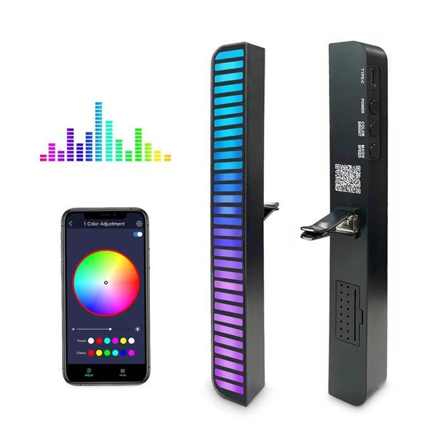 

computer speakers 1pc voice-activated pickup rhythm led light with air diffuser rgb music level for vehicle gaming audio decoration