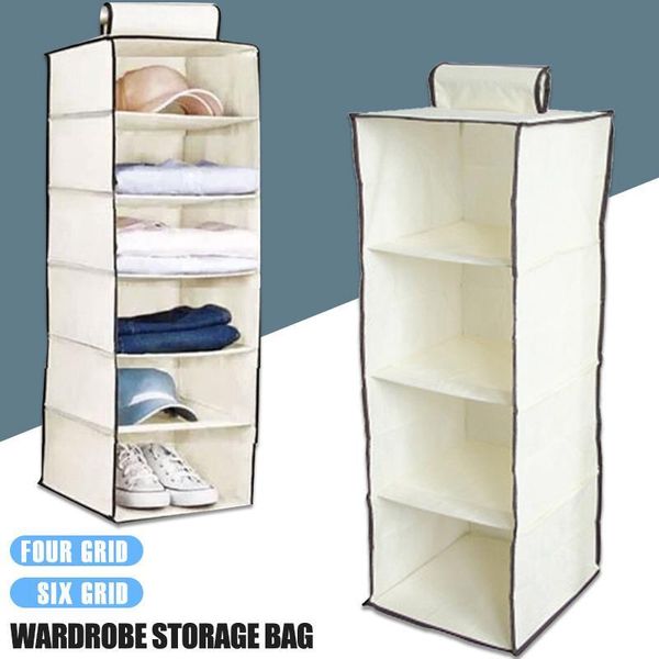

storage boxes & bins 6 section hanging wardrobe non-woven fabric portable cabinets space saver home multi-layer bag organiser