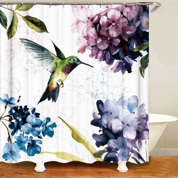 

flower red rose birds nature scenery shower curtains waterproof fabric polyester bathtub durable with hooks