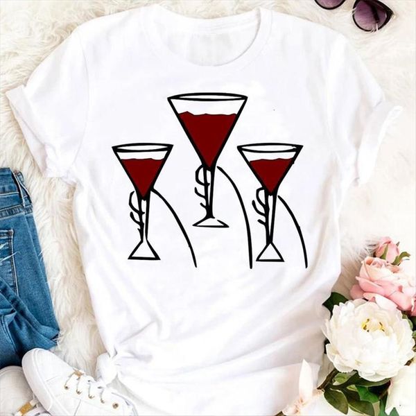 

summer wine friends cute womens t shirts beach cartoon clothes tshirts fashion graphic lady print female tee shirt, White