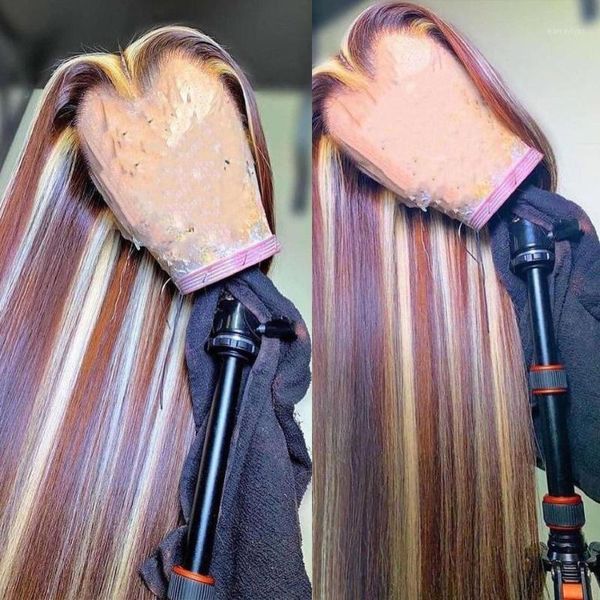 

lace front wigs straight human hair pre plucked 13x4 frontal 150% density 4x4 closure for woman1, Black;brown