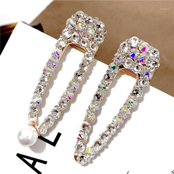 

luxury shiny crystal hair pins simulated pearl clips for women jewelry korean hairpins headwear accessories1